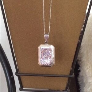 1950s Italian silver photo locket & chain